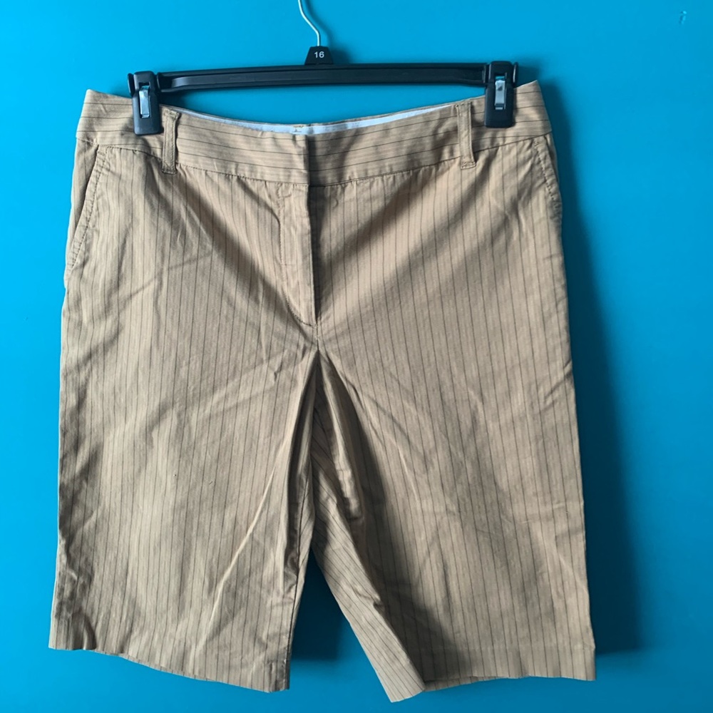 Womens Tan (12) Striped Shorts